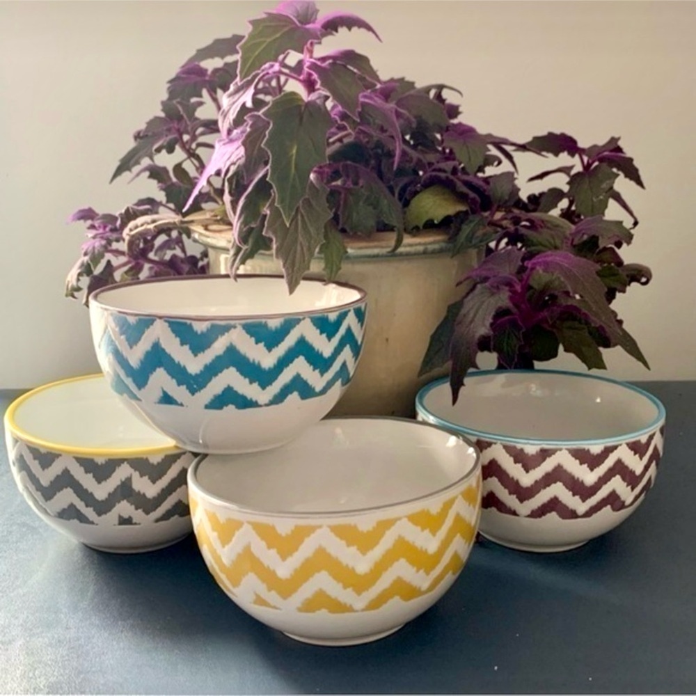 Great  Gatherings Set of 4 Ceramic Soup/Cereal Bowls Dishwasher, Microwave Safe